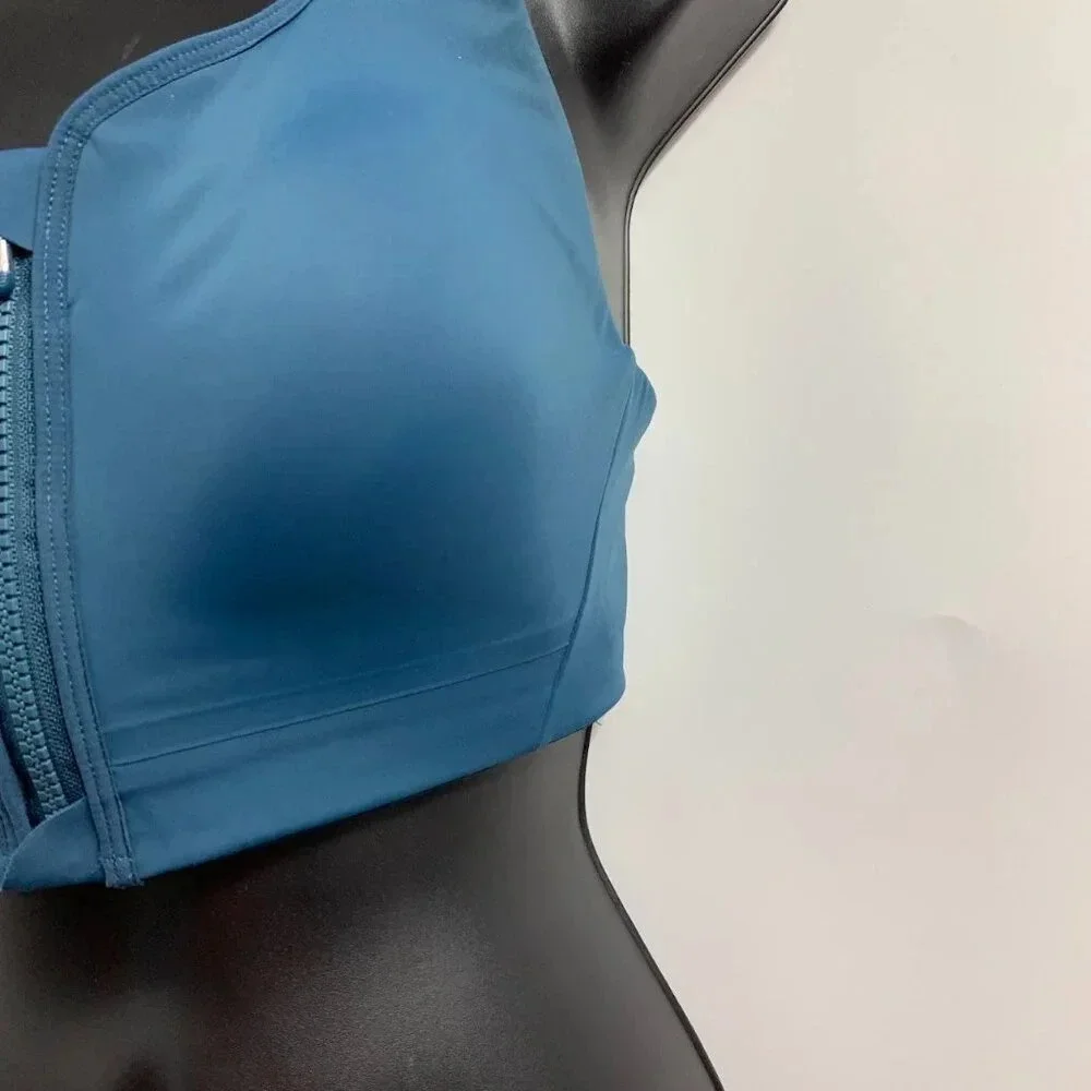 Athleta Women's Advance Zip Front B-DD Sequoia Blue Sports Bra Size 34C - Picture 3 of 11